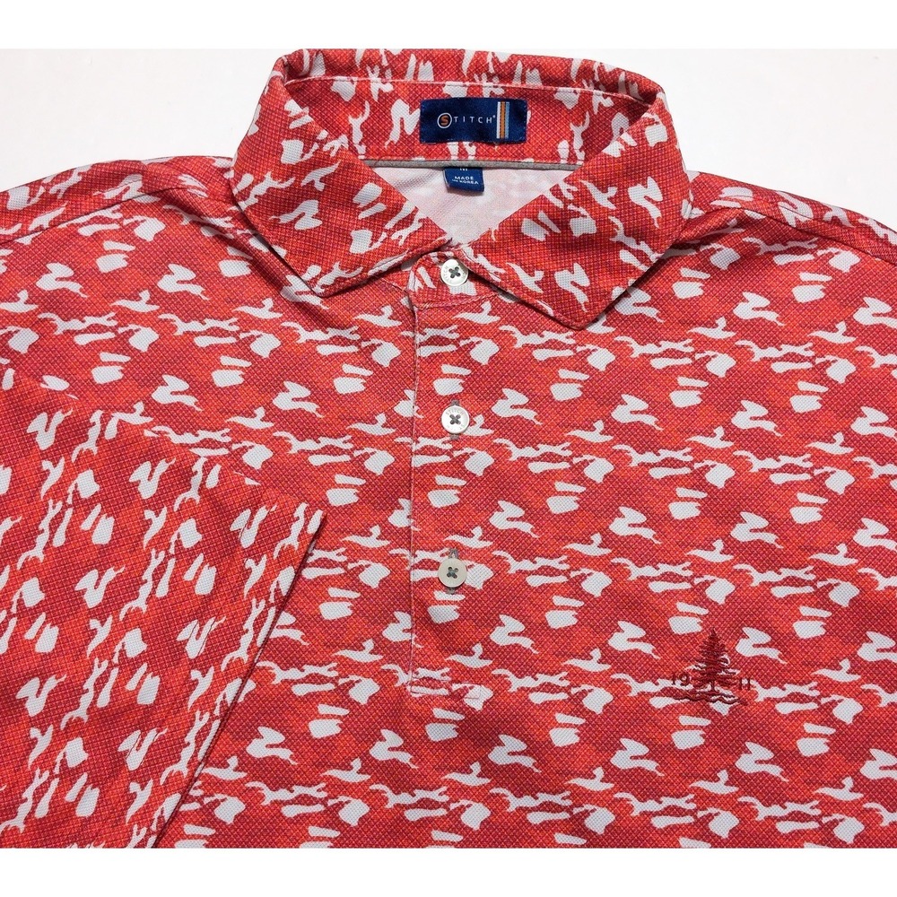 STITCH GOLF Performance Polo Shirt 1911 Orlando Country‎ Club Red Camo Medium M